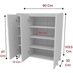 Тумба Bofigo Multifunctional Cabinet With 3 Doors (White) Thumb