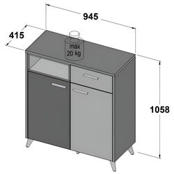 Tumba Fortuna Monica 94.5x105.8x42.8 (Flagstaff Oak/Grey) Thumb
