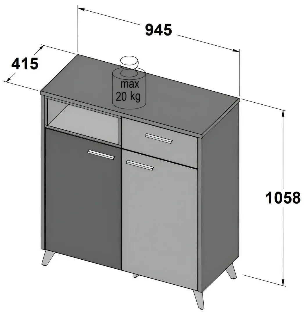 Tumba Fortuna Monica 94.5x105.8x42.8 (Flagstaff Oak/Grey) - 2
