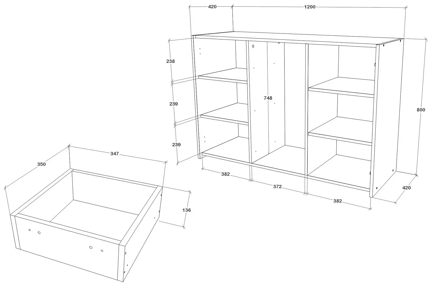 Tumba Haaus Malmo 2D3SZ 120x80 cm (Clay/Artisan Oak)