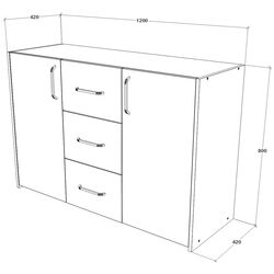 Comoda Haaus Malmo 3SZ2D 120x80 cm (Anthracite/White Oak) Thumb