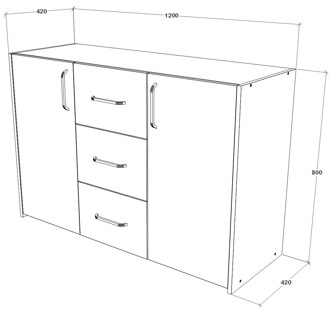 Comoda Haaus Malmo 3SZ2D 120x80 cm (Anthracite/White Oak)
