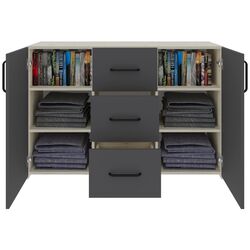 Comoda Haaus Malmo 3SZ2D 120x80 cm (Anthracite/White Oak) Thumb