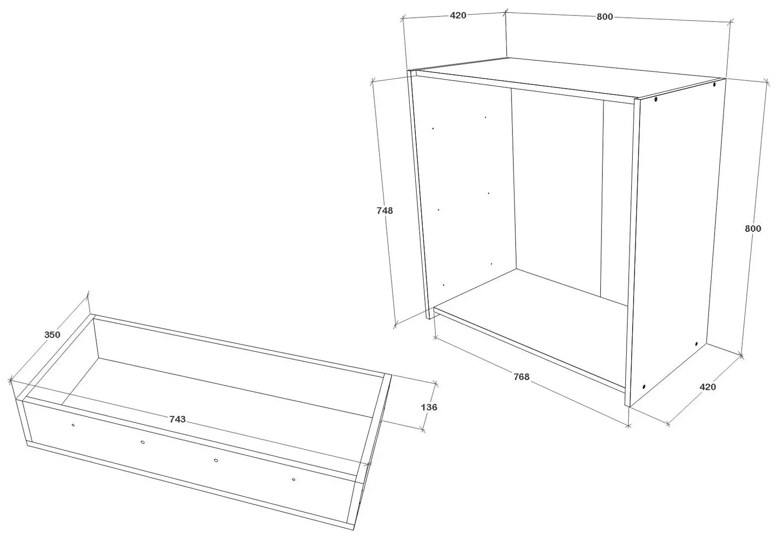 Comoda Haaus Malmo 80x42 cm (Anthracite/White Oak)