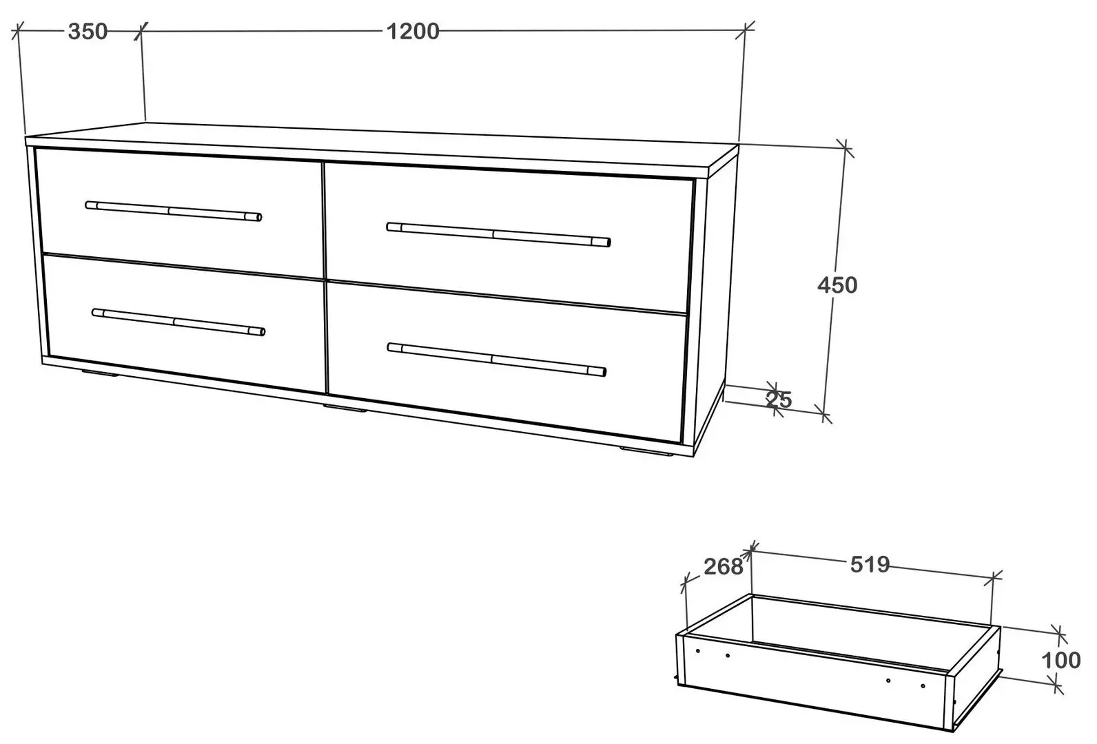 Комод Haaus Siena 120x45 (White)
