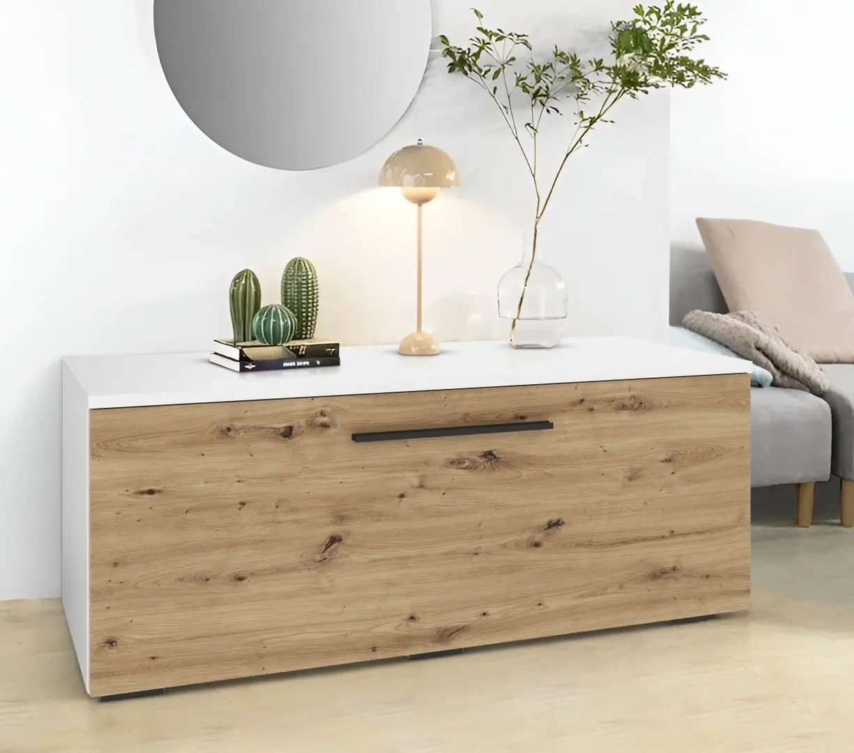 Тумба Haaus Kos 1D 95x40 cm (White/Artisan Oak)