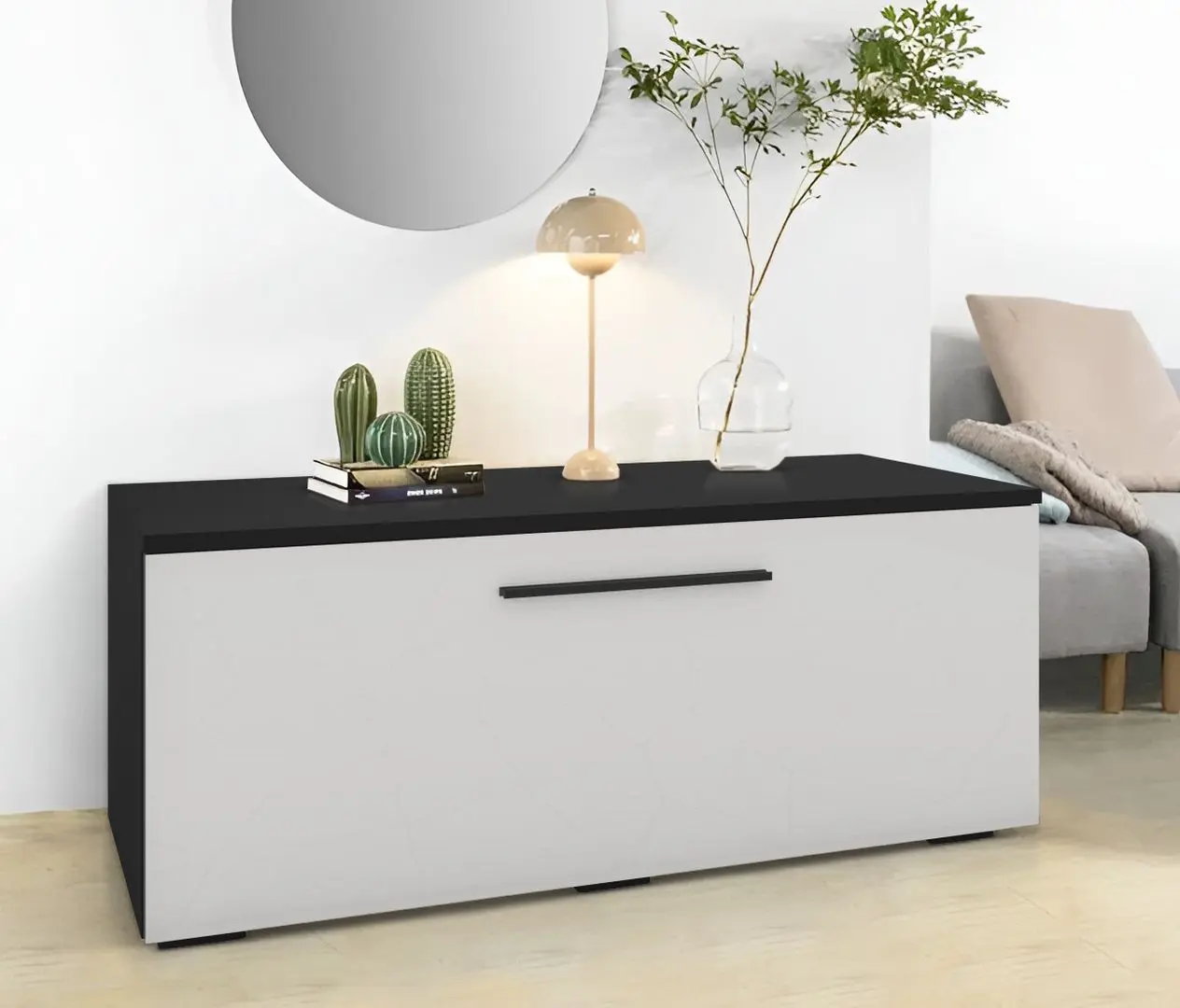 Tumba Haaus Kos 1D 95x40 (White Gloss/Black)