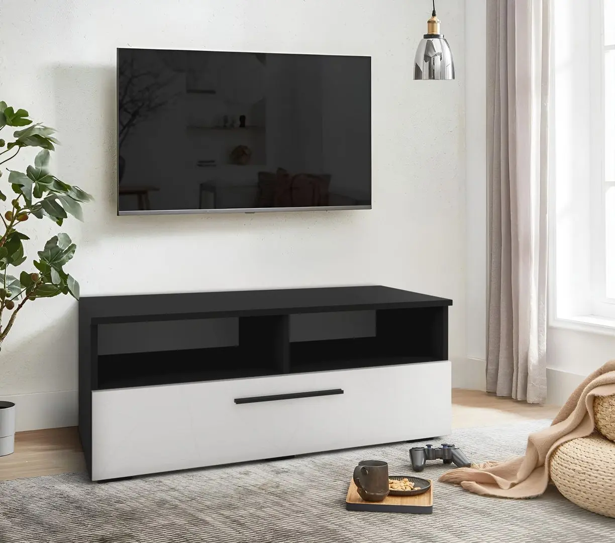 Тумба Haaus Kos 95x40 cm (Black/White Gloss)