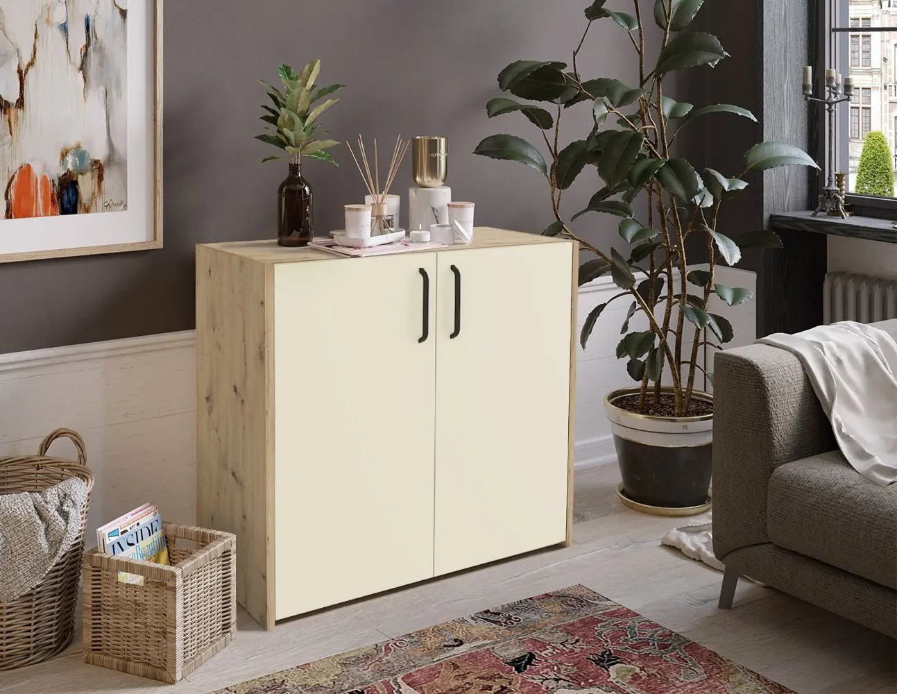 Tumba Haaus Malmo 2D 81x42 cm (Clay/Artisan Oak)