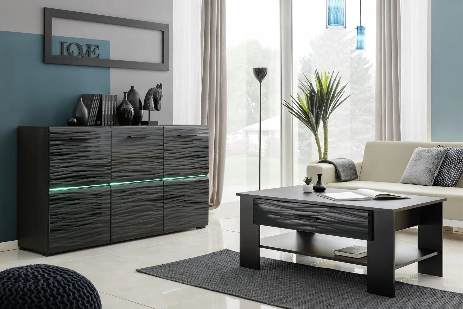 Comoda Halmar Blade 4 KOM SB (Black/Sahara Gloss)