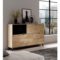 Тумба Halmar Nest KM-1 (Lefkas Oak/Black) Thumb