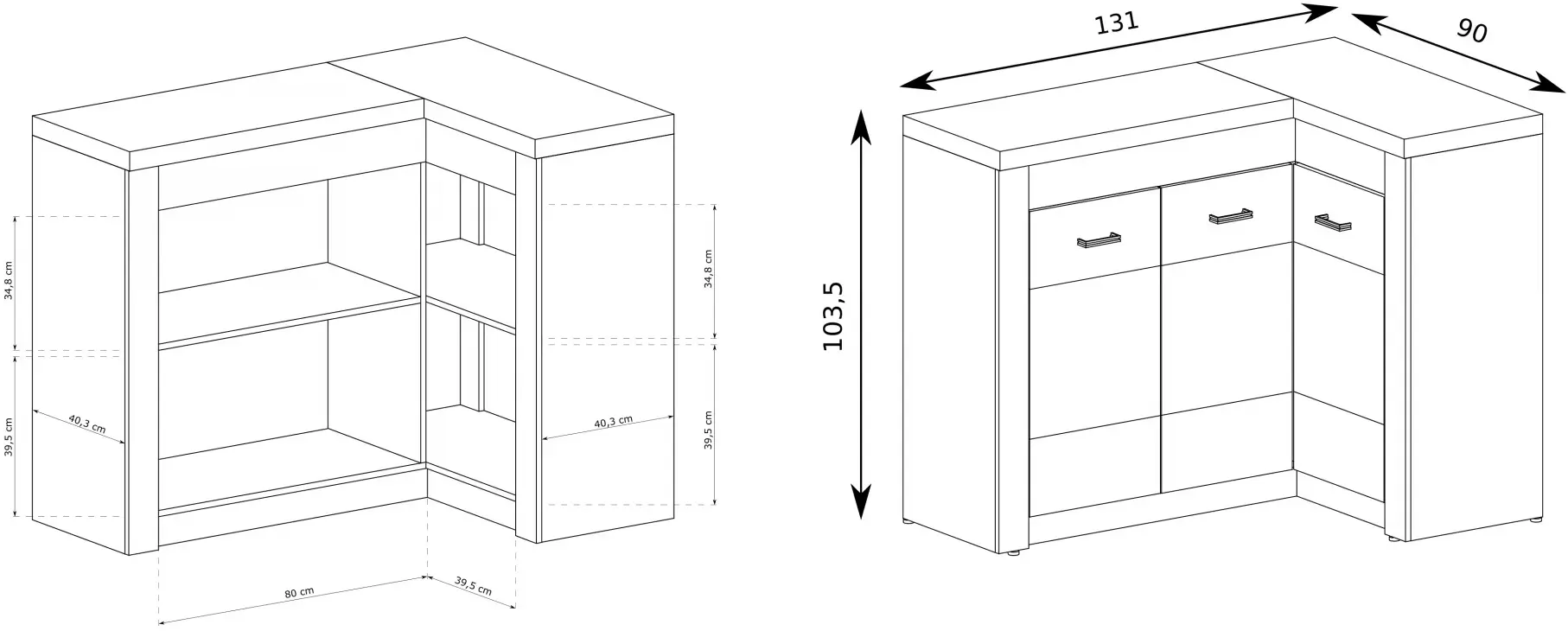 Тумба Halmar Indianapolis KAT I-15 Right (Craft Oak White) - 2