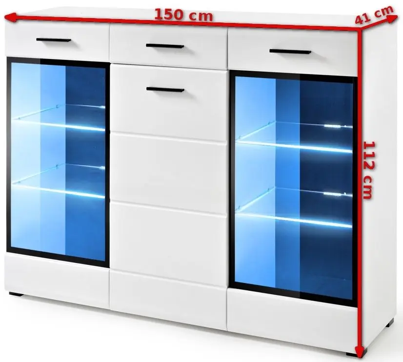 Tumba Halmar Lauren HB (White/White Gloss)