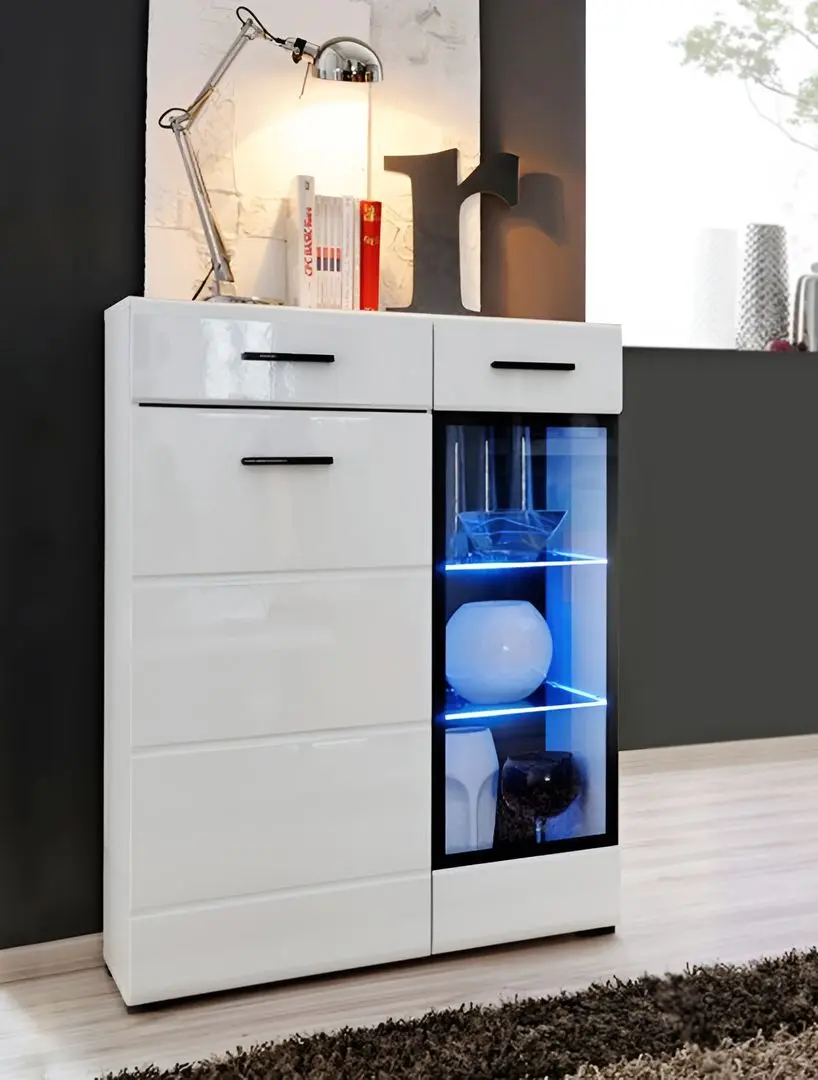 Tumba Halmar Lauren KOM/GL (White/White Gloss)