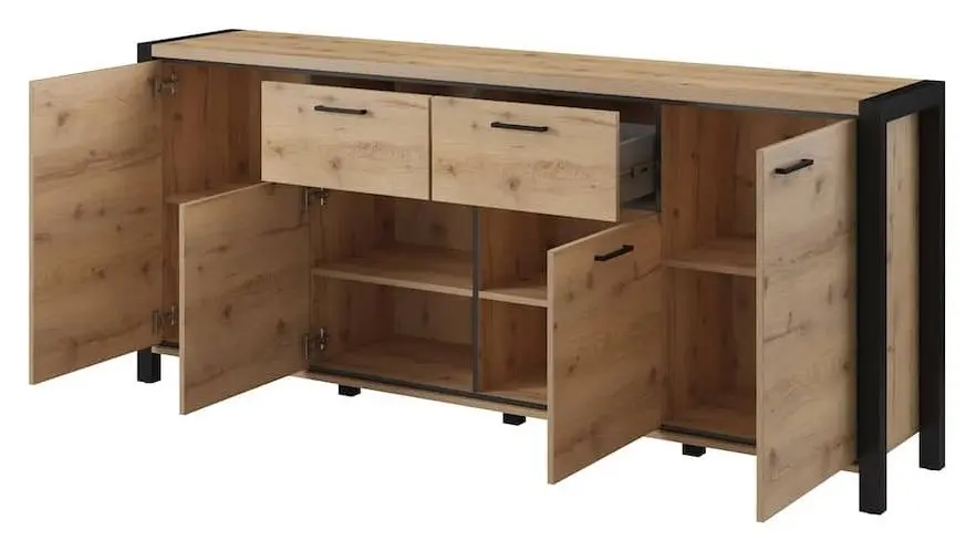 Тумба Helvetia Aktiv №25 4D2S (Taurus Oak/Black Matt)