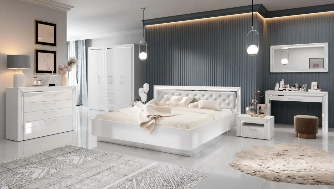 Comoda Helvetia Arno №45 4S (White Gloss/Silver)