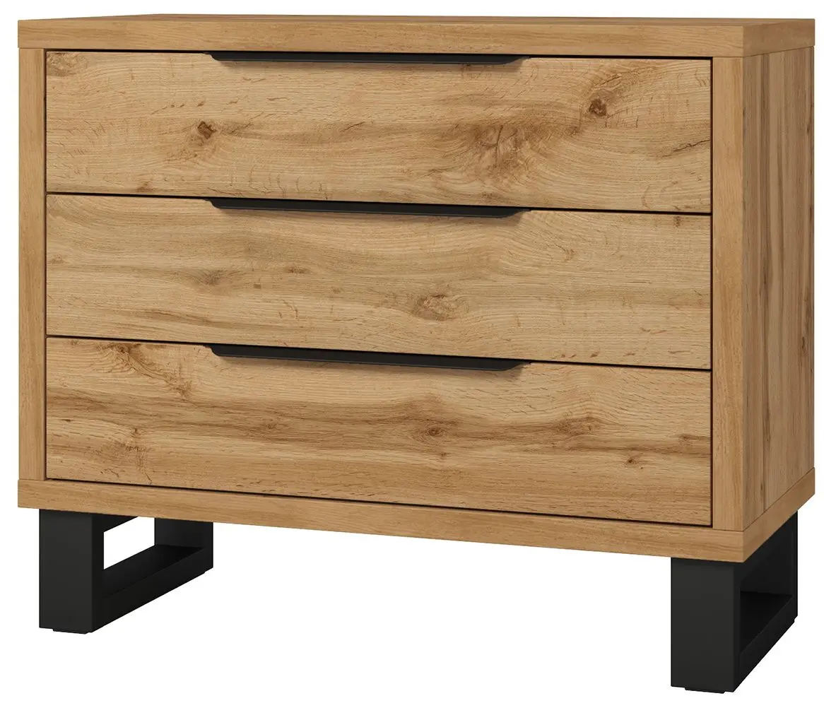 Comoda Helvetia Halle S 3SZ 99 cm (Wotan Oak/Black)