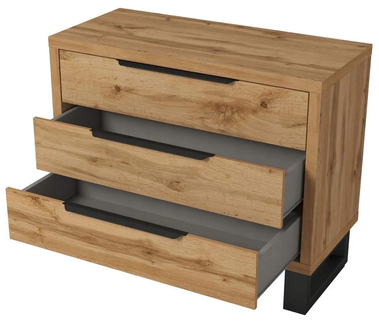 Comoda Helvetia Halle S 3SZ 99 cm (Wotan Oak/Black)