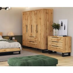 Comoda Helvetia Halle S 3SZ 99 cm (Wotan Oak/Black) Thumb