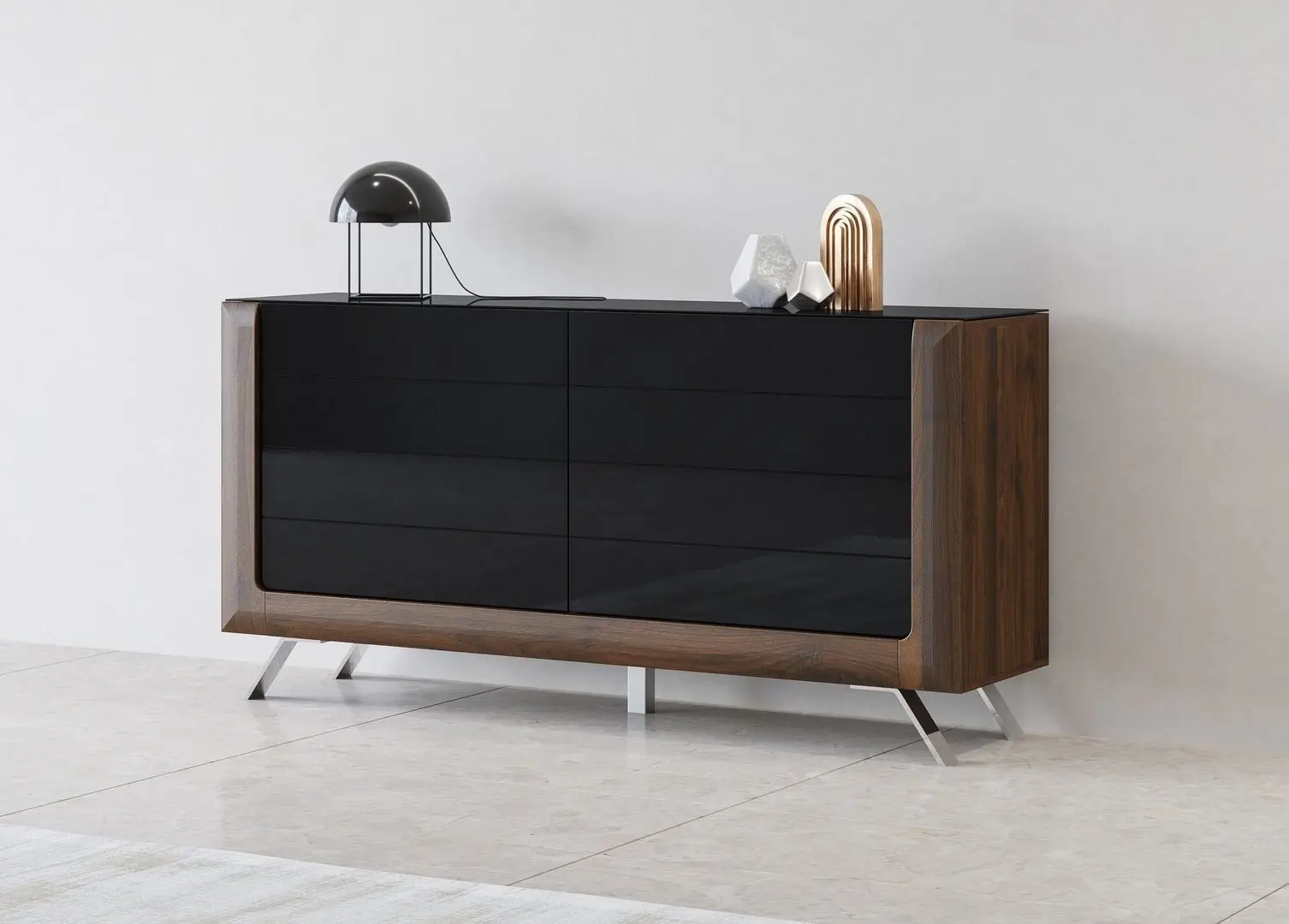 Tumba Helvetia Kasai 2D (Walnut/Black Gloss)