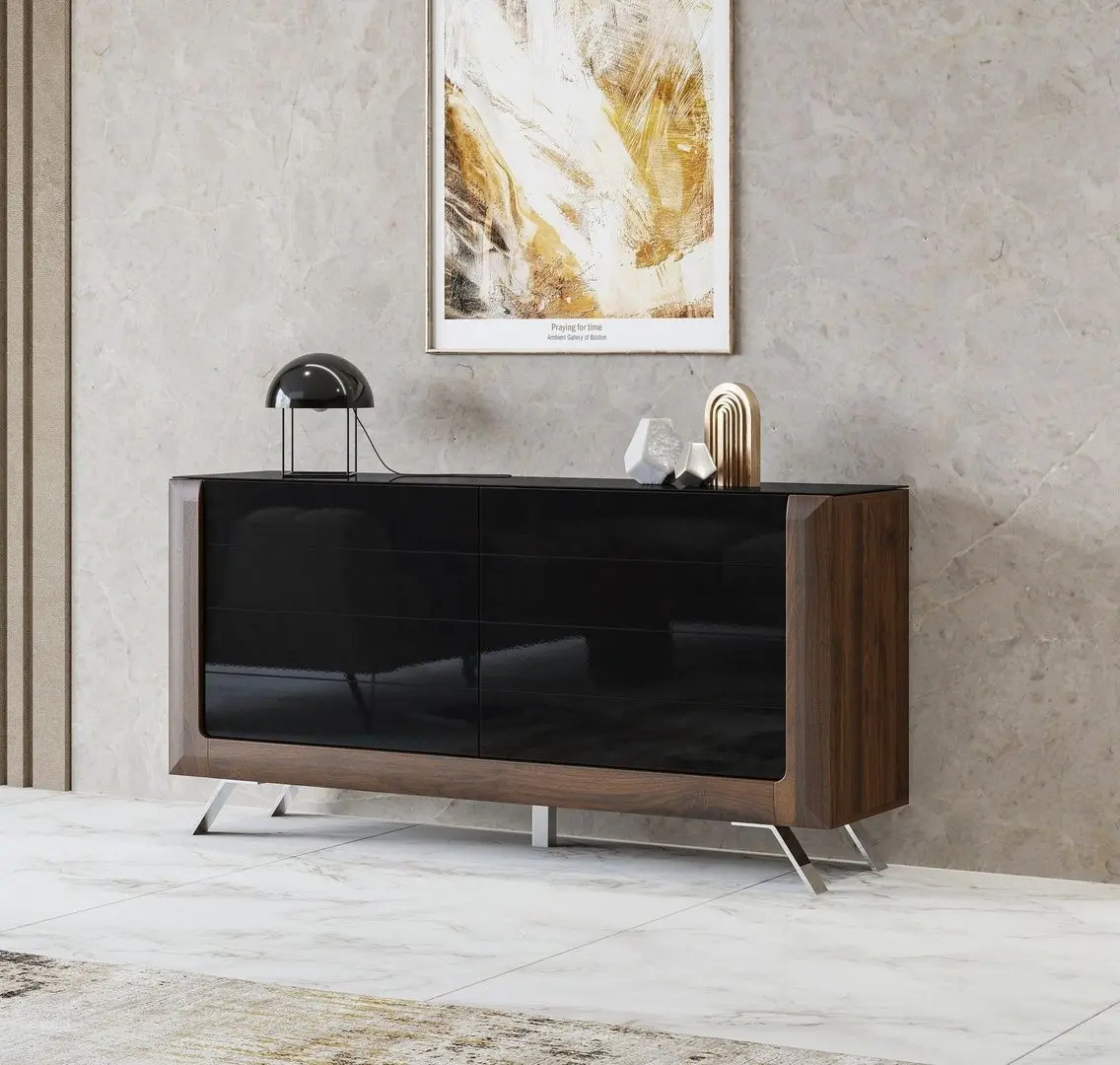 Tumba Helvetia Kasai 2D (Walnut/Black Gloss)