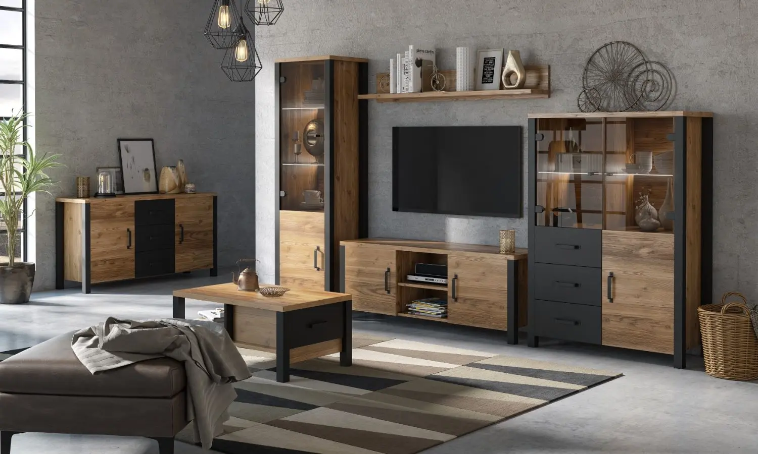 Тумба Helvetia Olin №26 2D3S (Spruce Appenzeller/Black Matt)