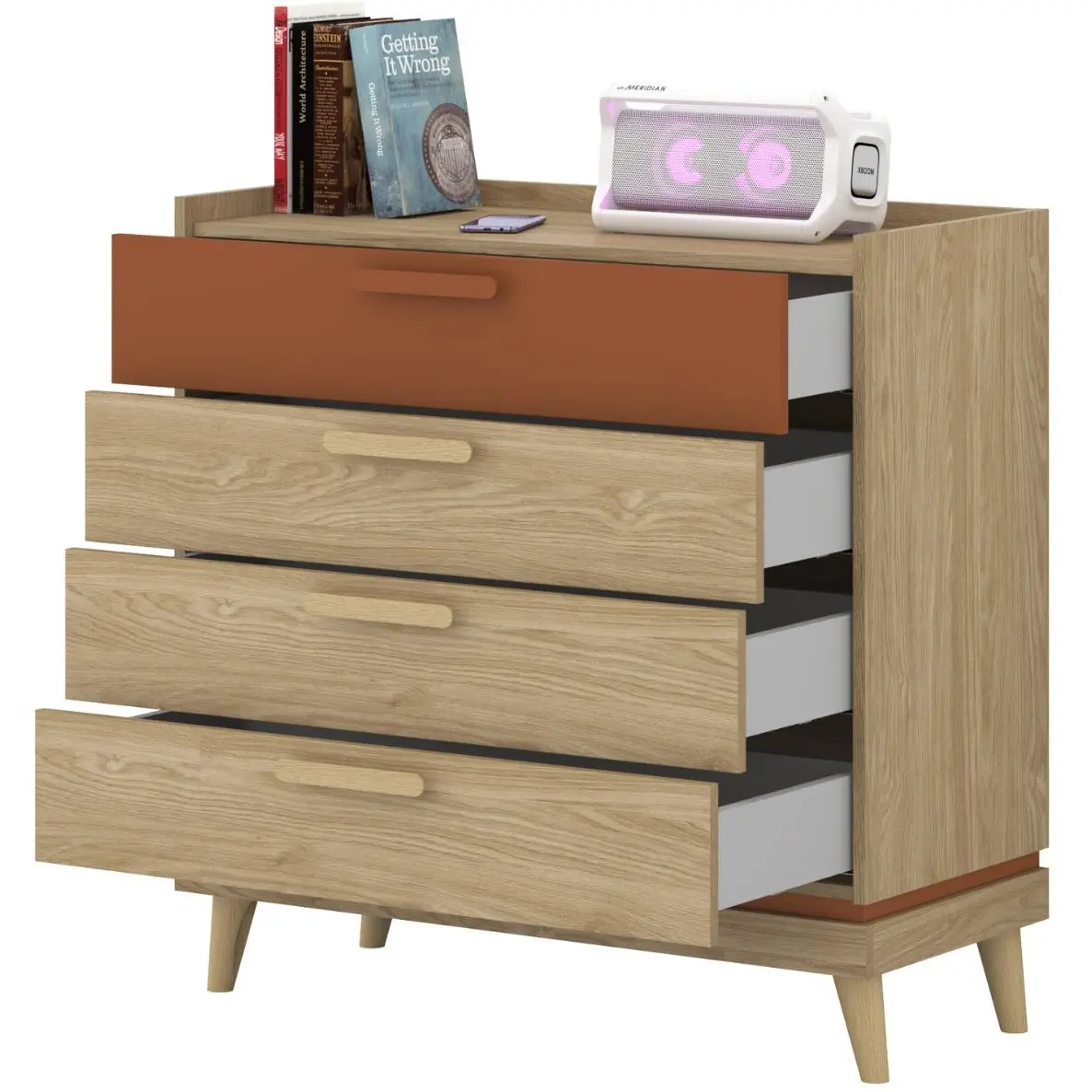 Комод Helvetia Scandi 24D5OH27 (Oiled Oak/Brick Red) - 4