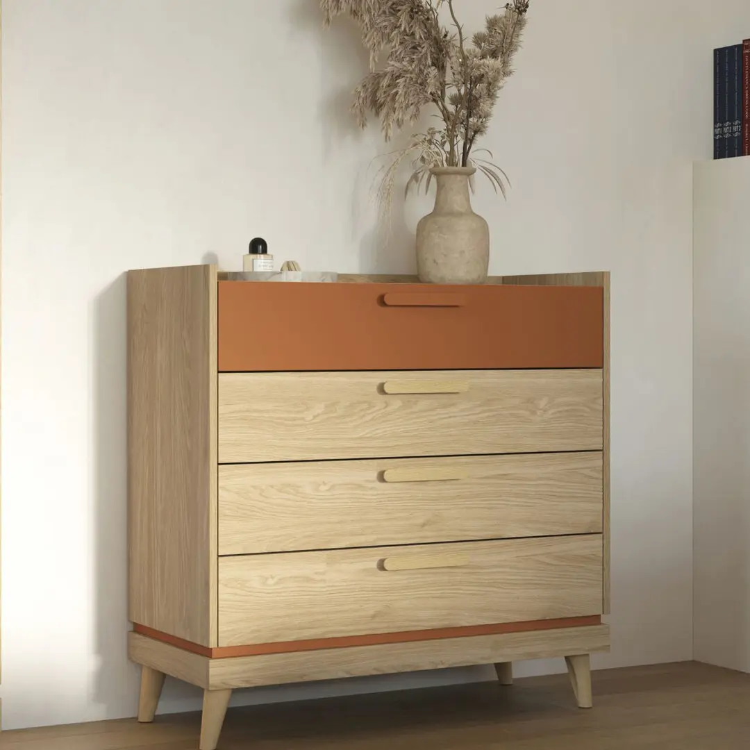 Комод Helvetia Scandi 24D5OH27 (Oiled Oak/Brick Red)