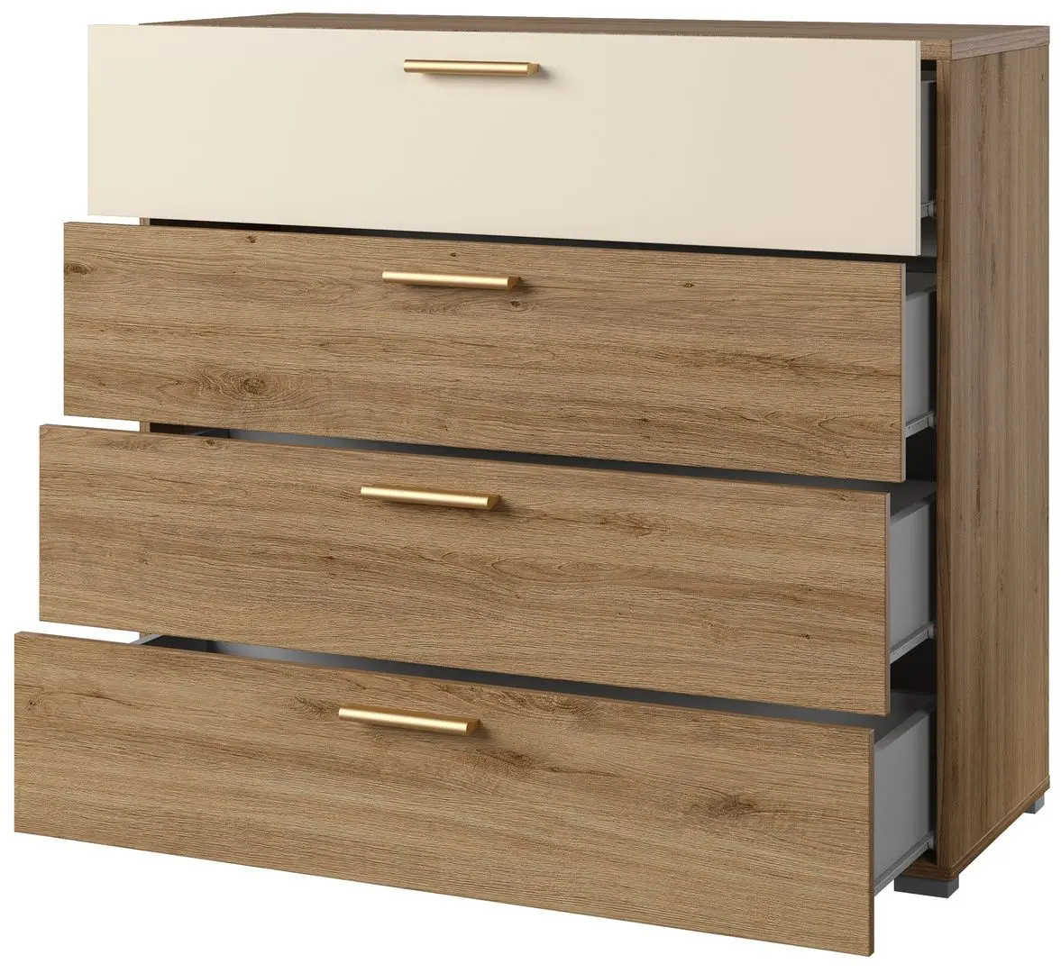 Comoda Helvetia Vertina 4SZ 100cm (Wild Oak/Beige)