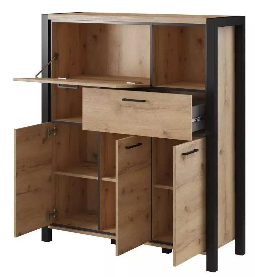 Тумба Helvetia Aktiv №46 3D1S1K (Taurus Oak/Black Matt)