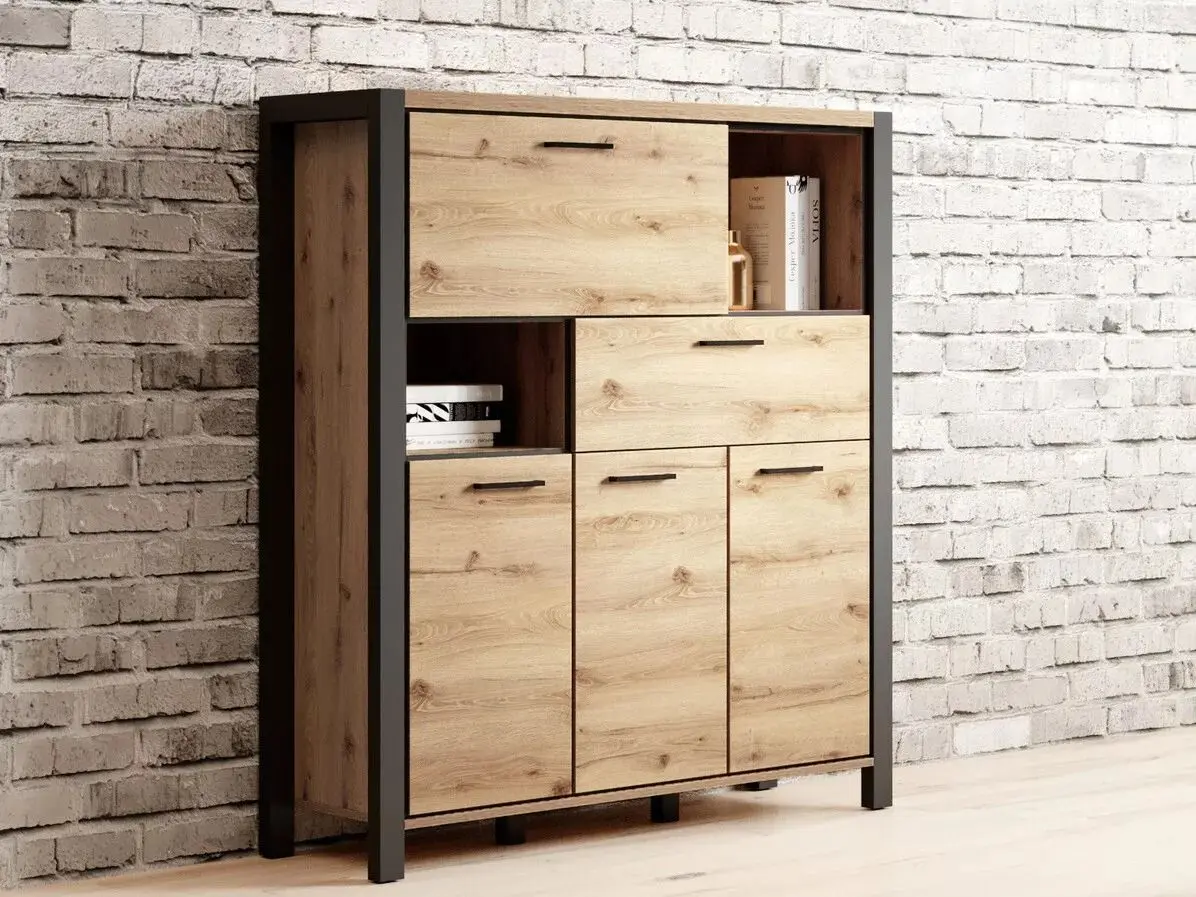 Тумба Helvetia Aktiv №46 3D1S1K (Taurus Oak/Black Matt)