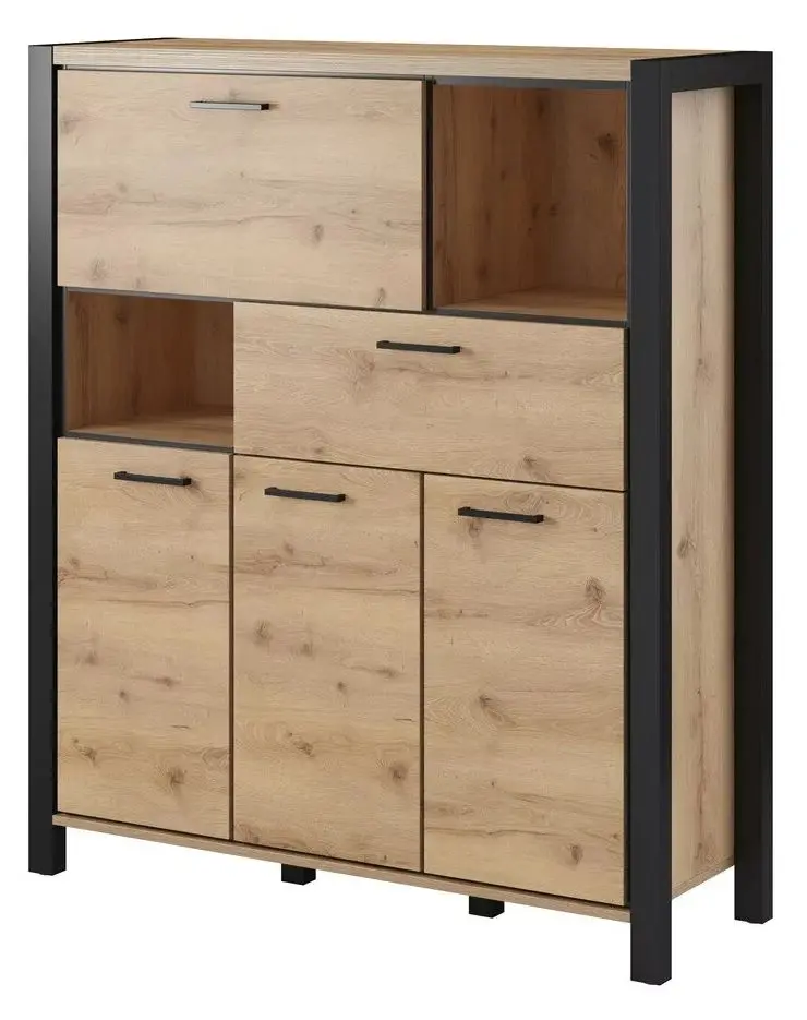 Тумба Helvetia Aktiv №46 3D1S1K (Taurus Oak/Black Matt)