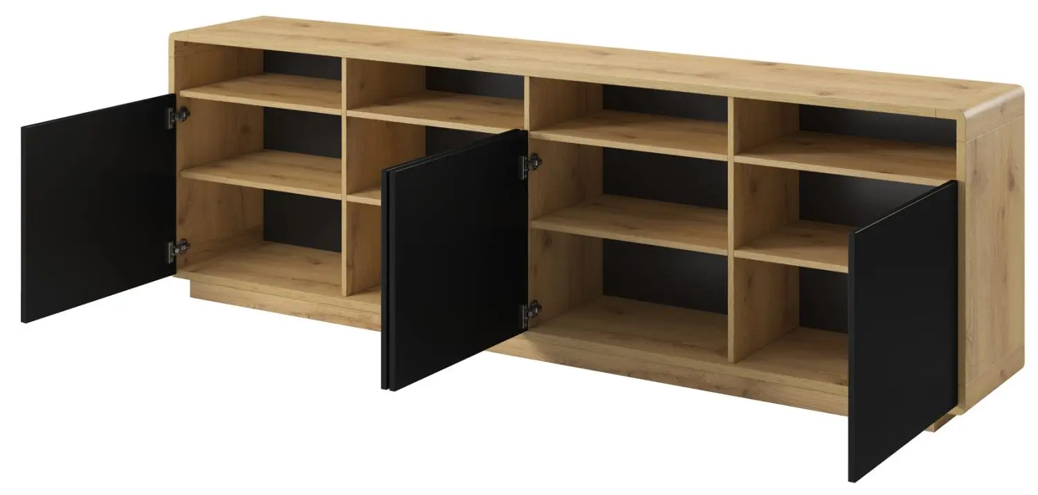 Тумба Helvetia Aston №25 4D (Black Matt/Taurus Oak)