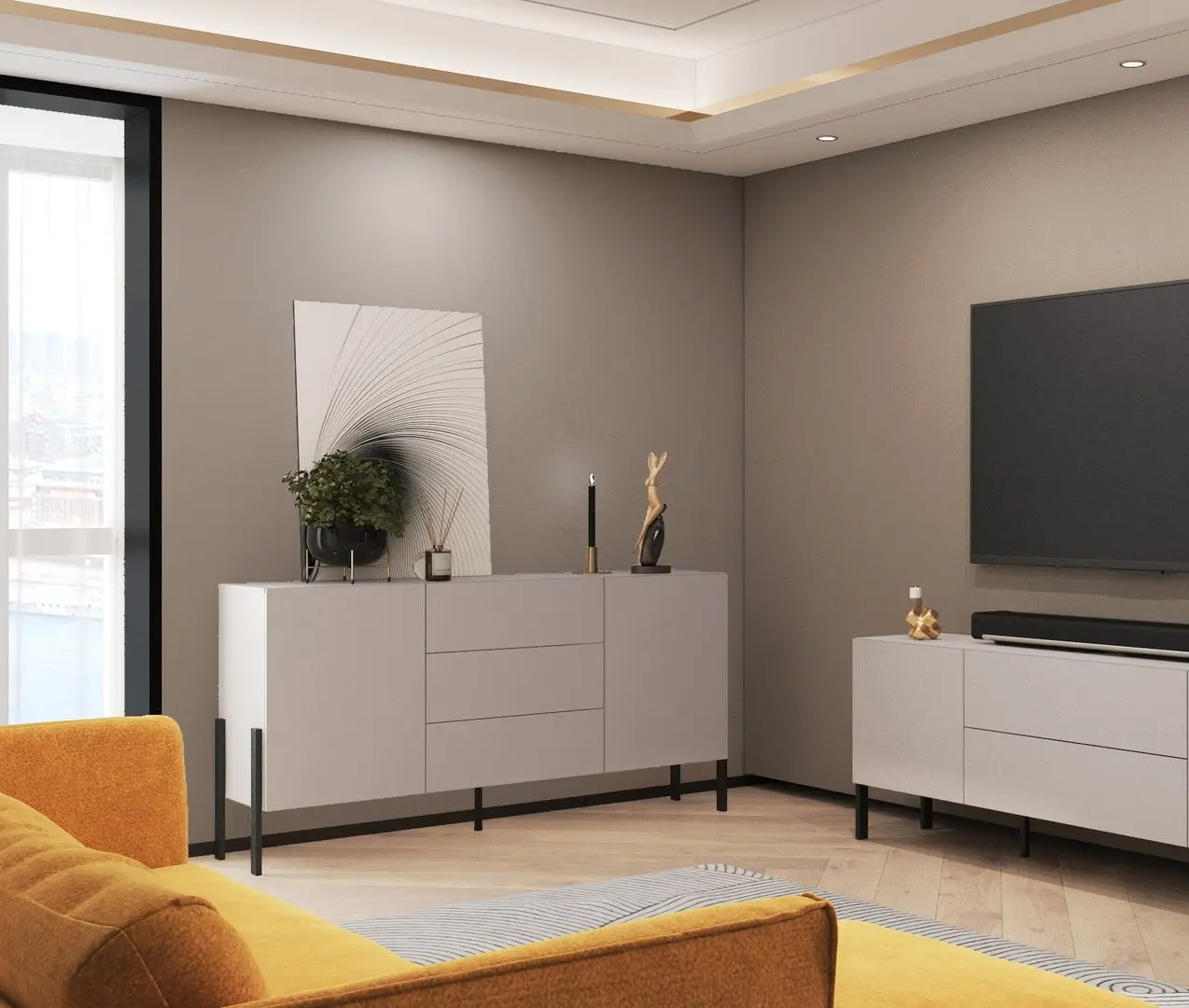 Тумба Helvetia Jukon 2D3SZ 180 cm (Cashmere/Black)