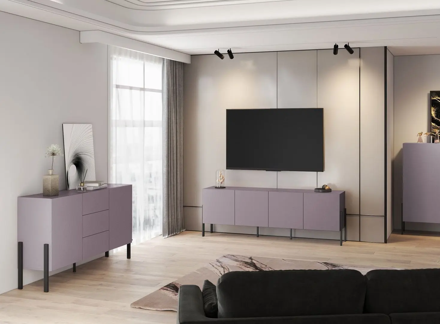 Тумба Helvetia Jukon 2D3SZ 180 cm (Plum/Black) - 2