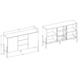 Тумба Helvetia Jukon 2D3SZ 154 cm (Cashmere/Black) Thumb