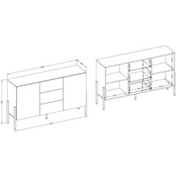 Тумба Helvetia Jukon 2D3SZ 154 cm (White Matt/Black) Thumb