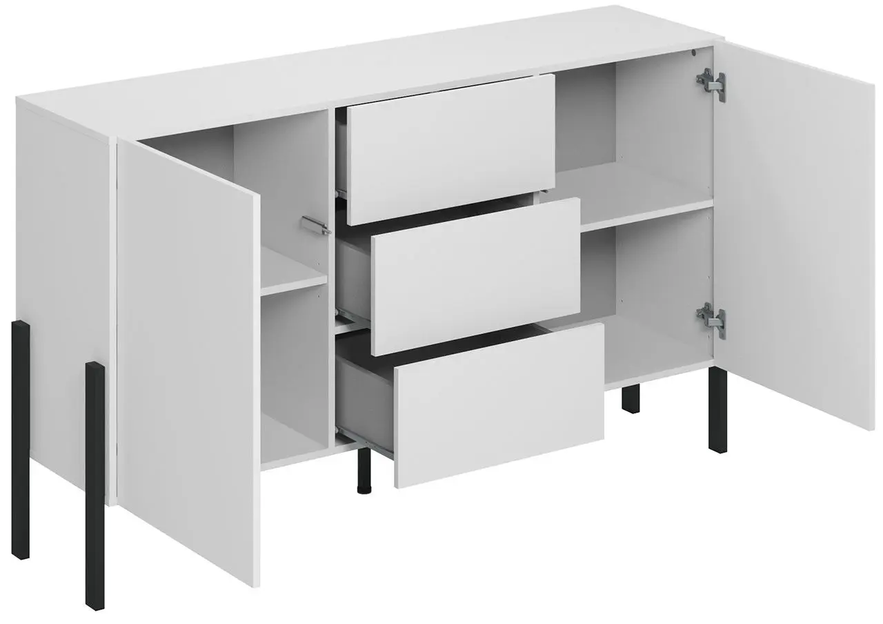 Тумба Helvetia Jukon 2D3SZ 154 cm (White Matt/Black)