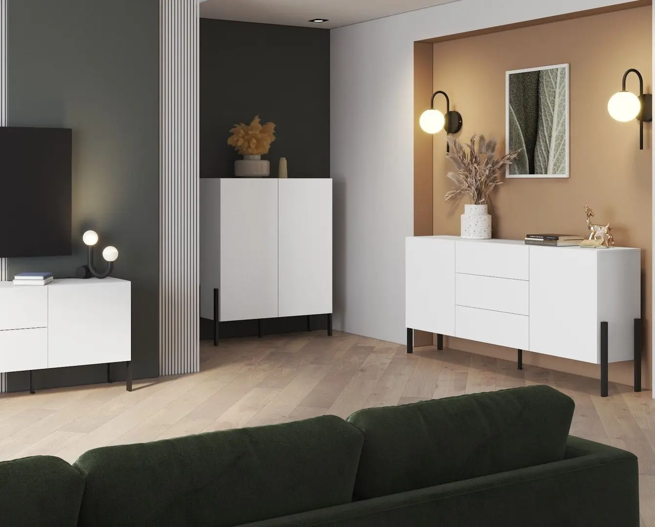 Tumba Helvetia Jukon 2D3SZ 180 cm (White Matt/Black)