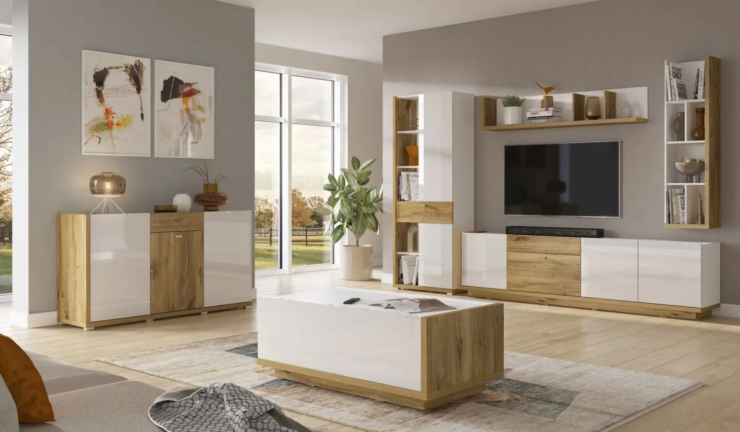 Tumba Helvetia Lars №43 3D1S (White/White Gloss/Flagstaff Oak) - 4