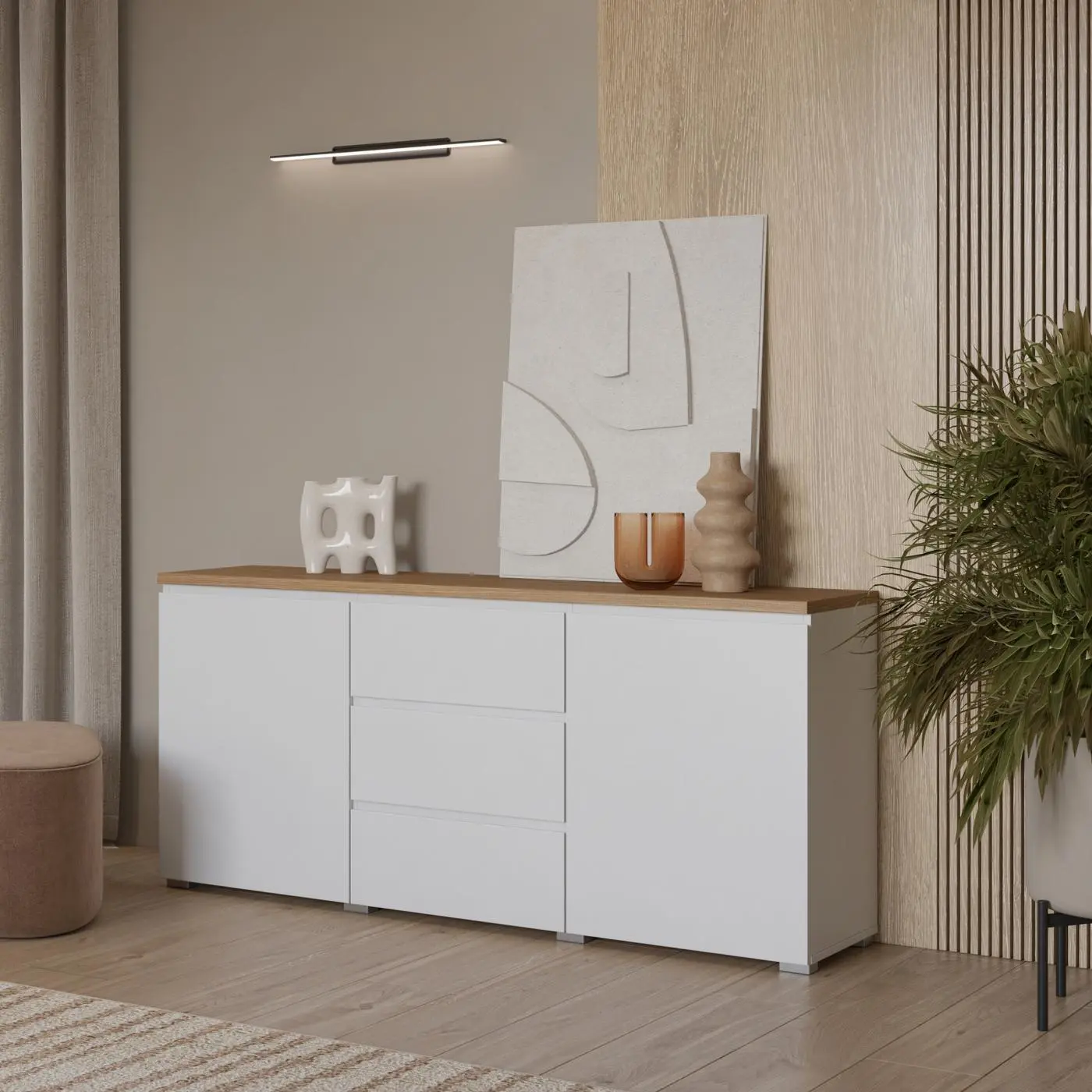 Тумба Helvetia Modo 247VOJ26 (White/Mauvella Oak) - 6