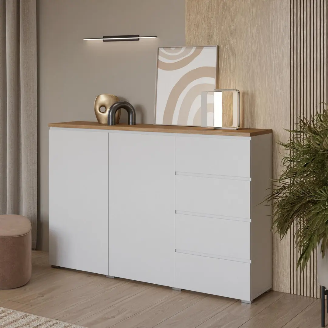 Тумба Helvetia Modo 247VOJ45 (White/Mauvella Oak)