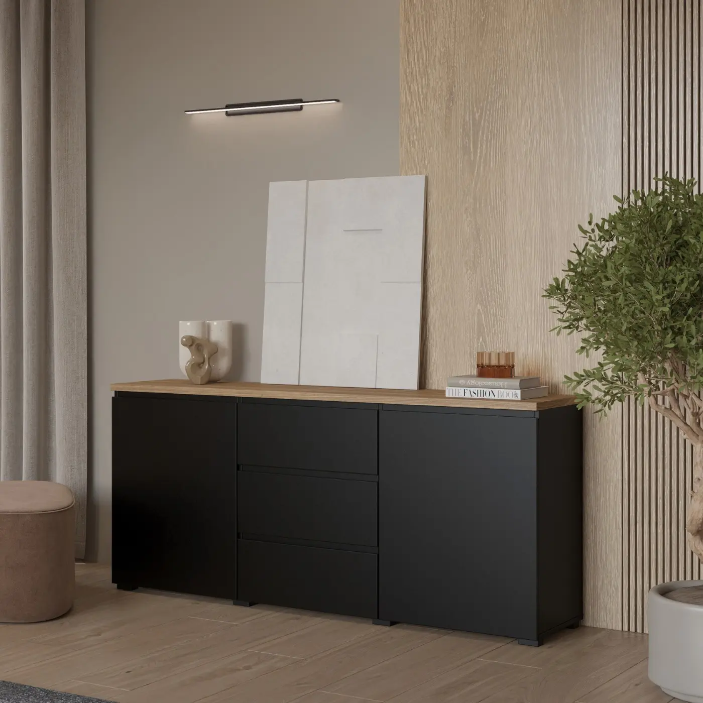 Тумба Helvetia Modo 24W5OJ26 (Black Onyks/Mauvella Oak) - 7