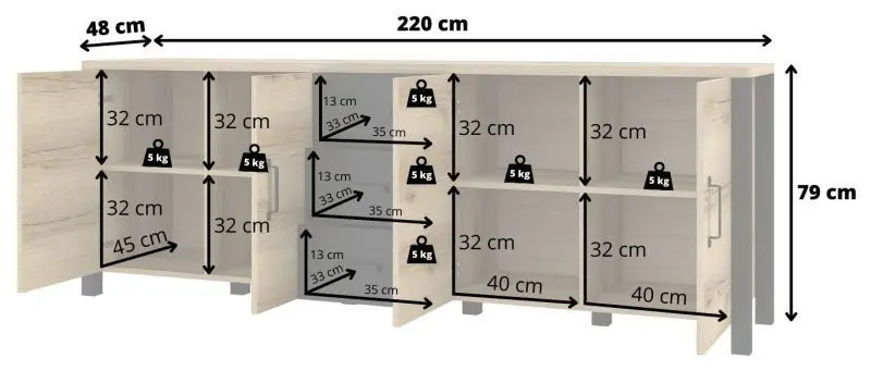 Тумба Helvetia Olin №25 4D3S (Okapi Walnut/Black)