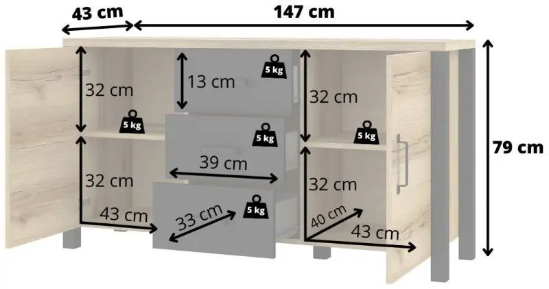 Тумба Helvetia Olin №26 2D3S (Okapi Walnut/Black)