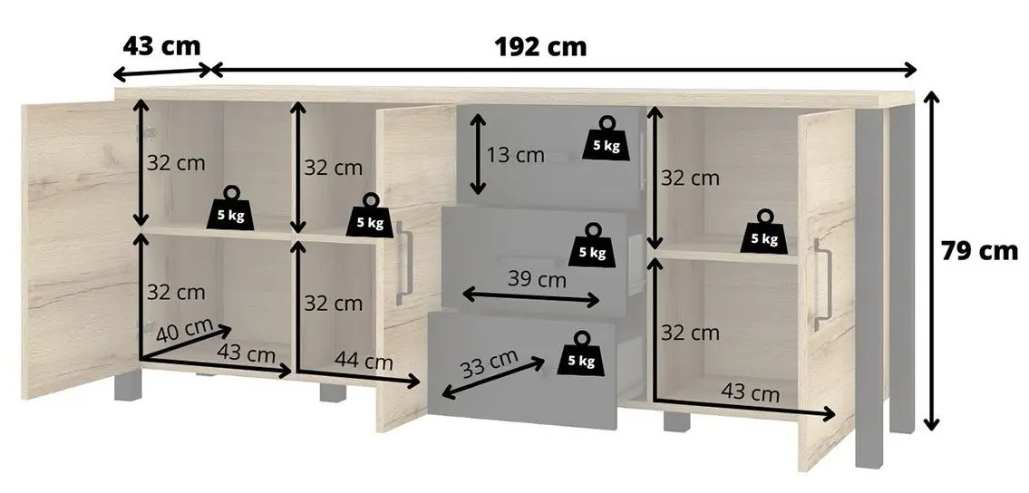 Тумба Helvetia Olin №47 3D3S (Okapi Walnut/Black)