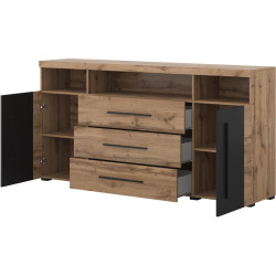 Тумба Helvetia Roger 22N2ZH25 (Wotan Oak/Black Matte) Thumb