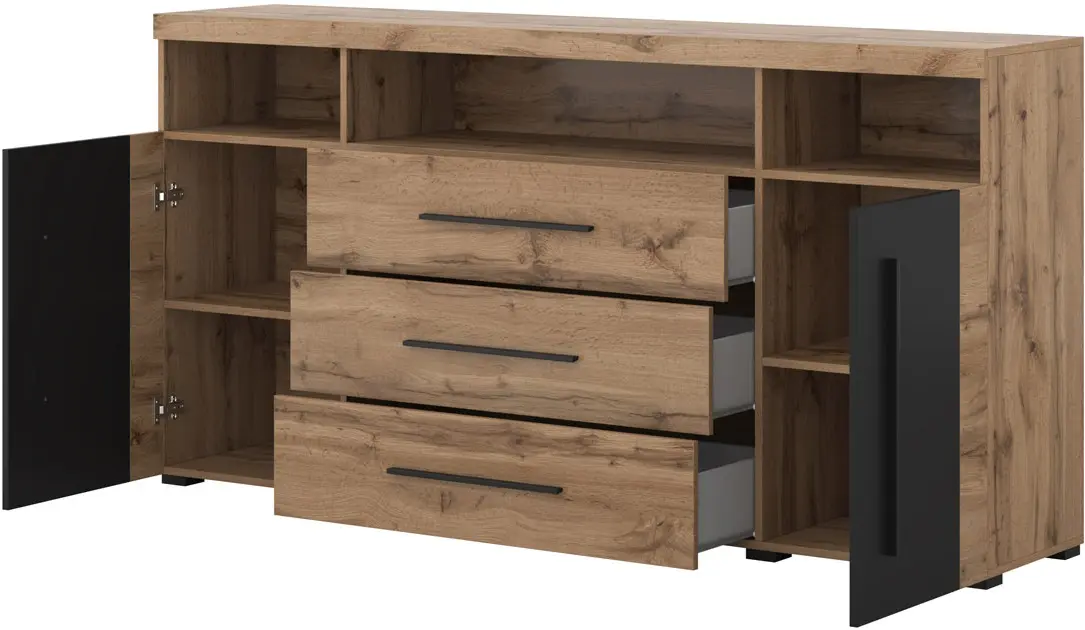 Тумба Helvetia Roger 22N2ZH25 (Wotan Oak/Black Matte)