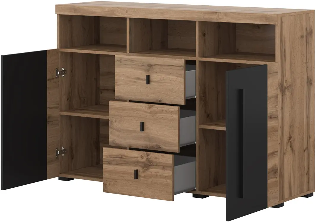 Тумба Helvetia Roger 22N2ZH43 (Wotan Oak/Black Matte)