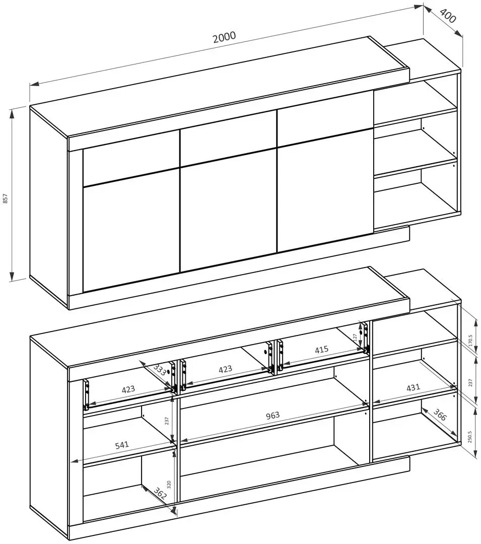 Тумба Helvetia Sintra №25 3D3S (Samdal Oak/White/White Gloss)